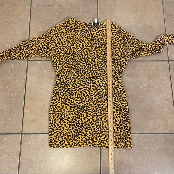 & Other Stories Long Sleeve Leopard Print Mini Dress Size 10 Gold Black Cheetah - Picture 7 of 7